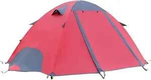 Camping tent Backpacking Waterproof Tent, Fiberglass Poles Double Layer Family Camping Instant Setup Tent for Hiking, Red