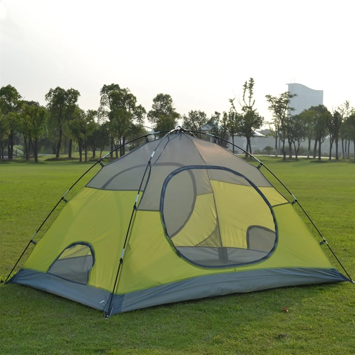 Camping tent Backpacking Waterproof Tent, Fiberglass Poles Double Layer Family Camping Instant Setup Tent for Hiking, Red