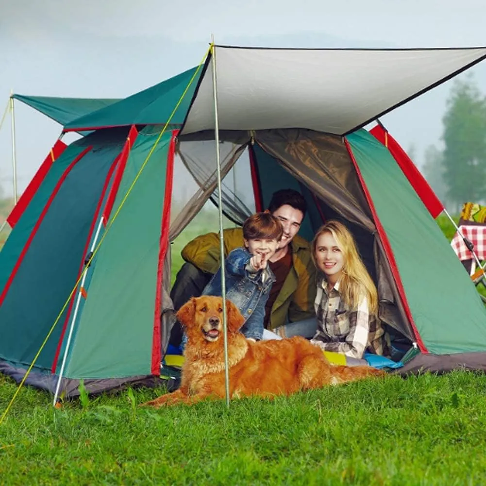 Camping Tent Rainproof Multifunction Folding Automatic Outdoor Thick Family Tents 3-4 Person (3/4 Person M?rkgr?n)