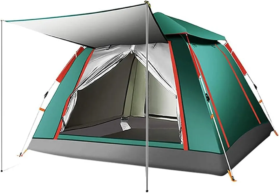 Camping Tent Rainproof Multifunction Folding Automatic Outdoor Thick Family Tents 3-4 Person (3/4 Person M?rkgr?n)