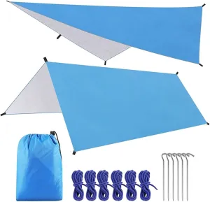 Camping Tent Tarp Waterproof Awning Multifunction Camouflage Net Moisture-Proof Tarp Ultralight Outdoor Canopy Umbrella Complete Accessories (Color :