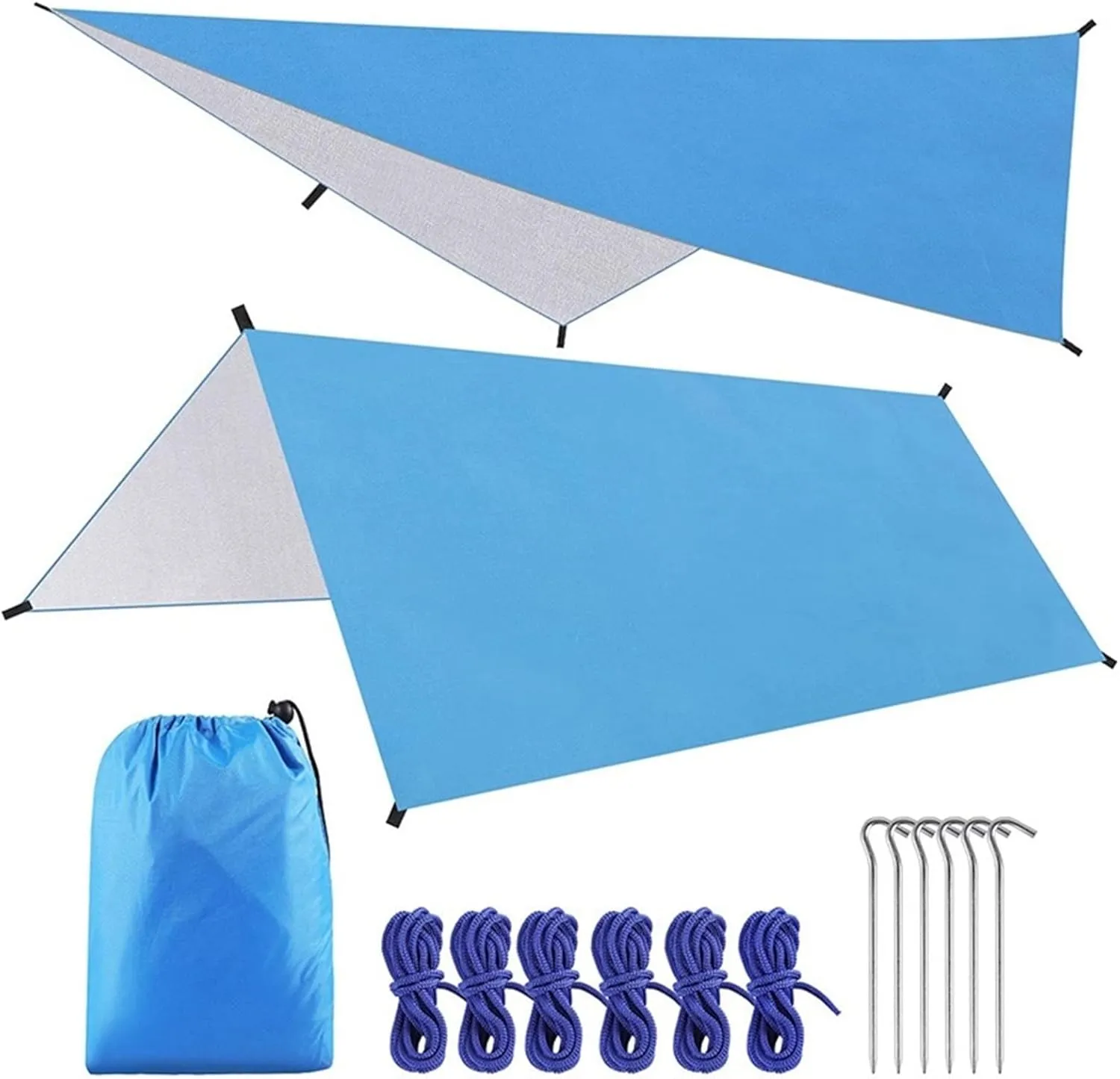 Camping Tent Tarp Waterproof Awning Multifunction Camouflage Net Moisture-Proof Tarp Ultralight Outdoor Canopy Umbrella Complete Accessories (Color :