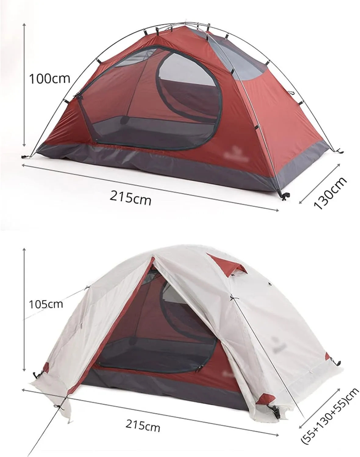 Camping Tents, 3 People Backpacking Tent Outdoor Camping 4 Season Winter Skirt Tent Double Layer Waterproof Hiking Survival (Color : Green, Size : 3 Season)