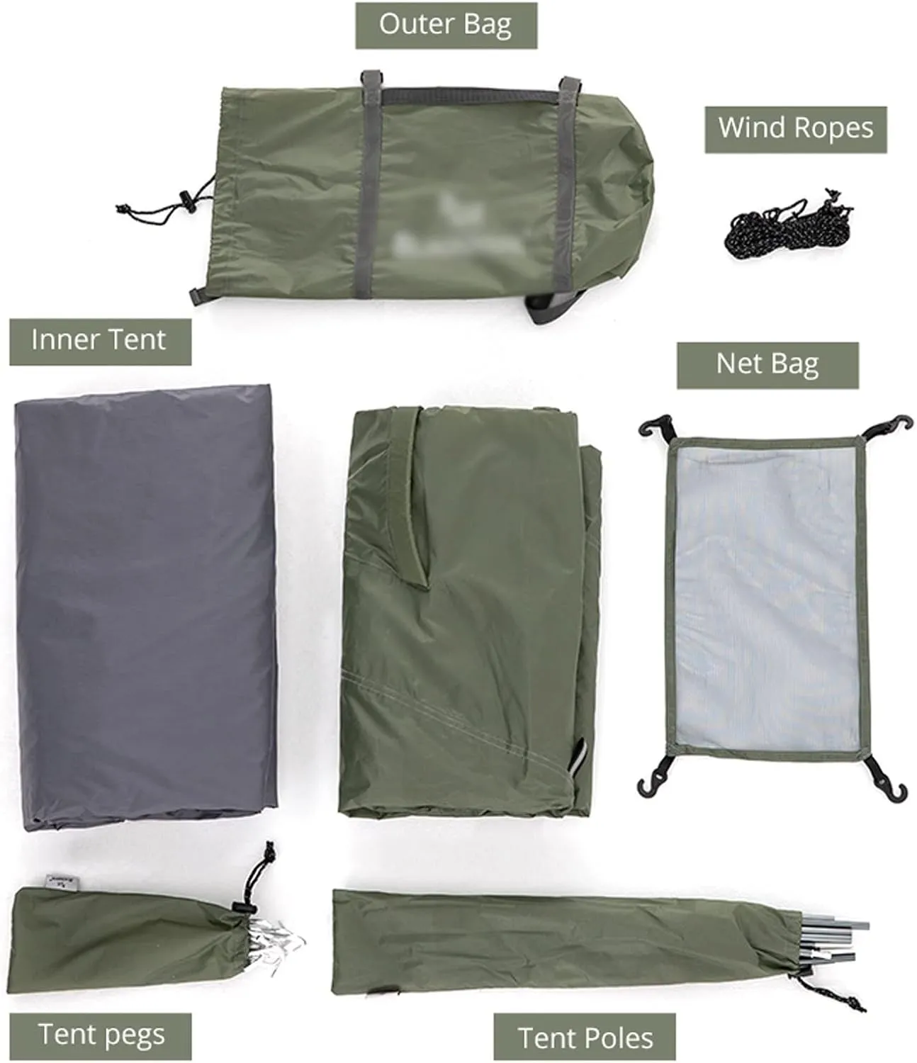 Camping Tents, 3 People Backpacking Tent Outdoor Camping 4 Season Winter Skirt Tent Double Layer Waterproof Hiking Survival (Color : Green, Size : 3 Season)