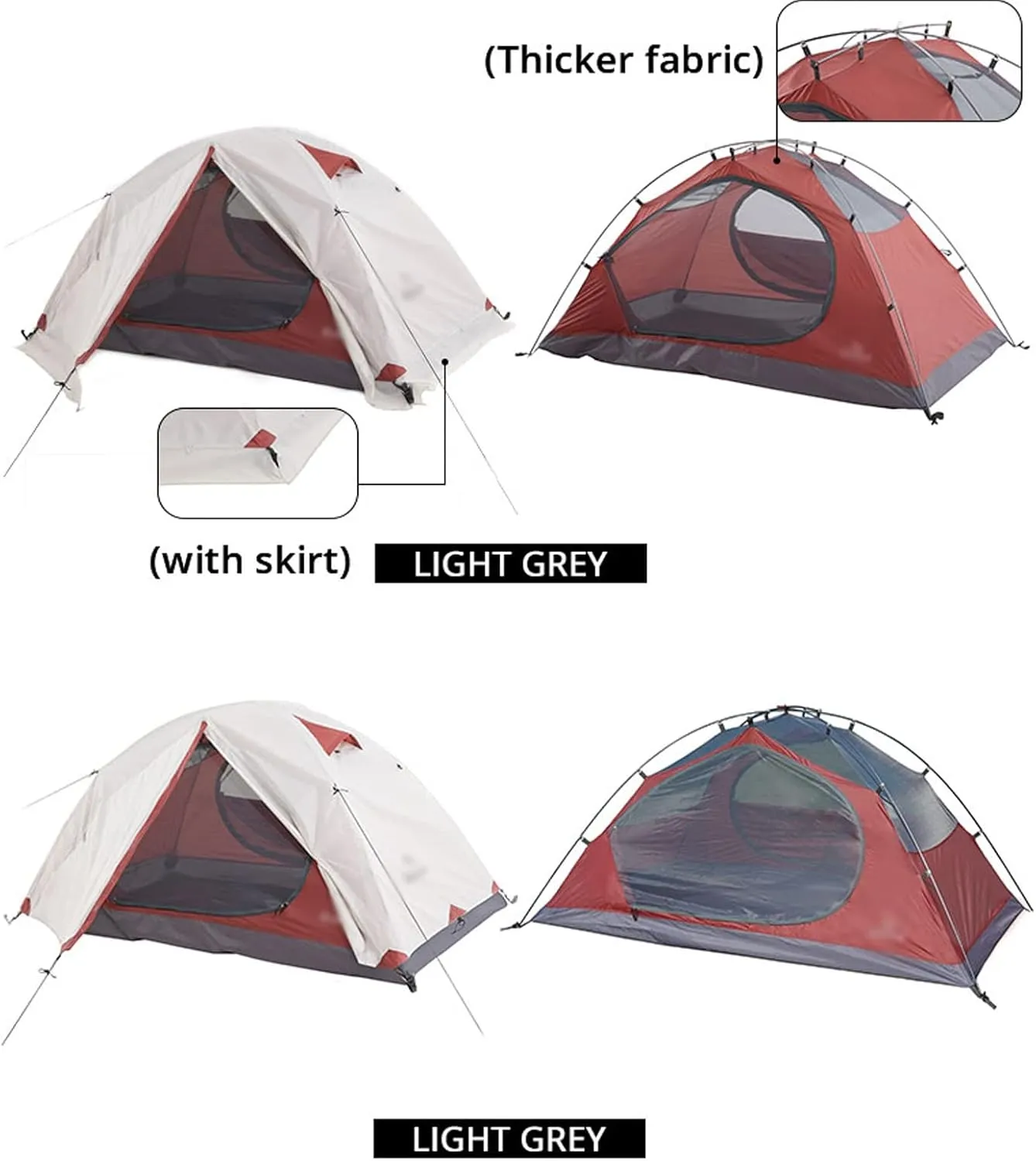 Camping Tents, 3 People Backpacking Tent Outdoor Camping 4 Season Winter Skirt Tent Double Layer Waterproof Hiking Survival (Color : Green, Size : 3 Season)