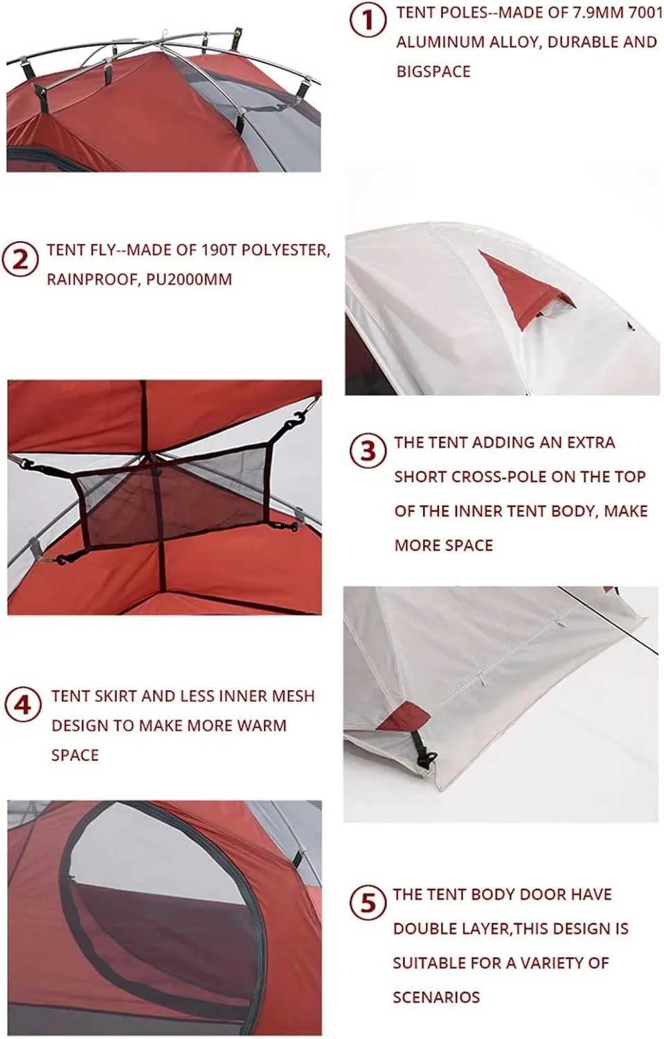 Camping Tents, 3 People Backpacking Tent Outdoor Camping 4 Season Winter Skirt Tent Double Layer Waterproof Hiking Survival (Color : Green, Size : 3 Season)