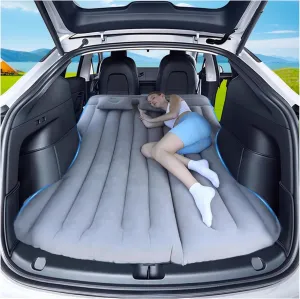Car Air Mattress Camping Bed, Inflatable Car Mattress for Model Y SUV Truck Backseat Trunk, Portable Air Bed Sleeping Pad Tent Mat Foldable Mattress for Camping Travel Home 195 * 130cm (Grey)