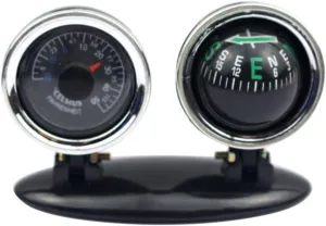 Car Guide with Thermometer Ball Compass Hygrograph Compass 2-in-1 Metal