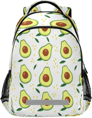 Cartoon Avocado Design Waterproof Backpack - Casual Outdoor Sports Daypack with Ergonomic Shoulder Straps#435