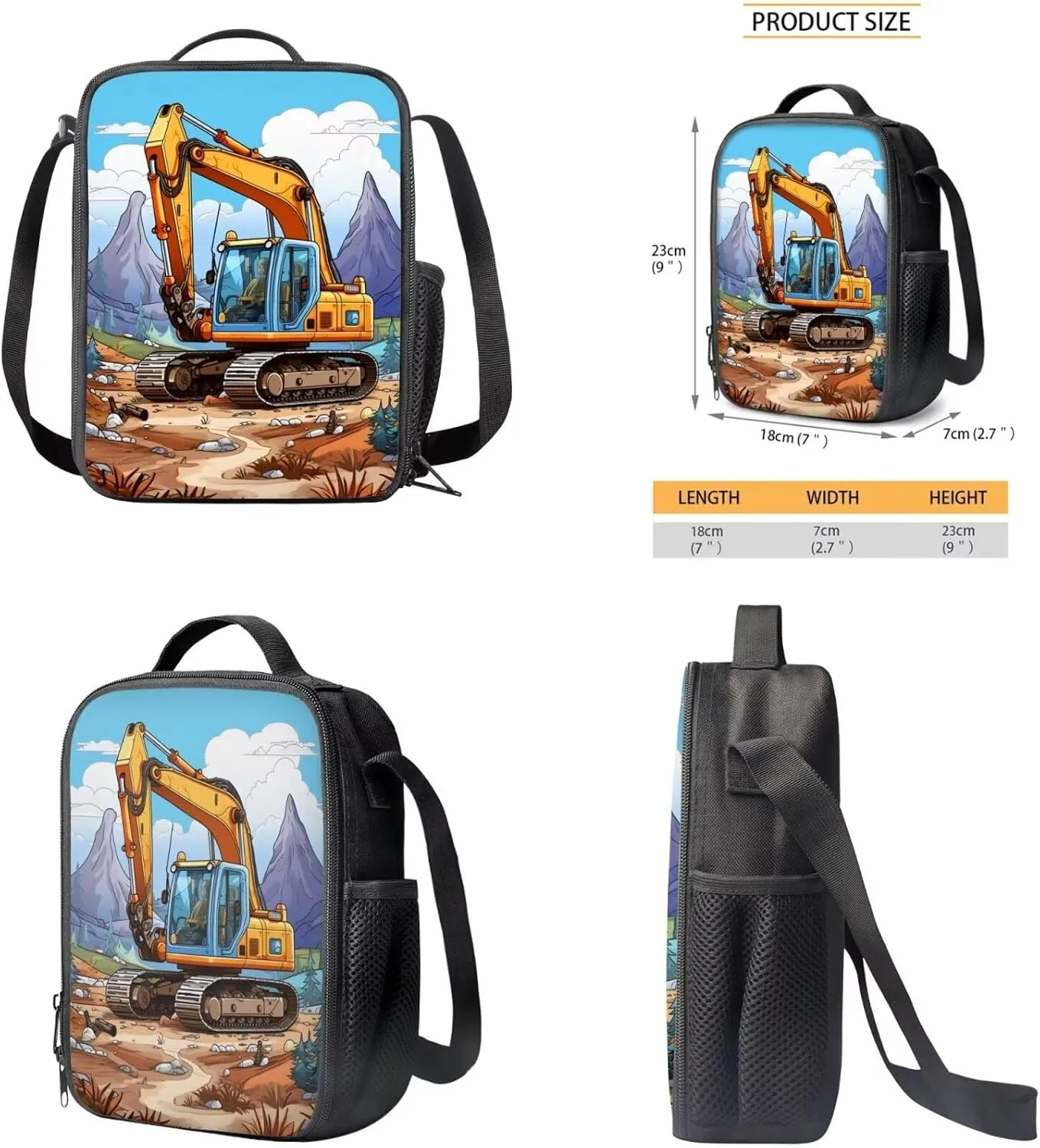 Cartoon Car Backpack for Boys 8-10, Kids Backpack with Pencil Pouch 15 Inch School Backpack with Lunch Box Set for Teens Portable Sturdy School Bag with Shoulder Strap