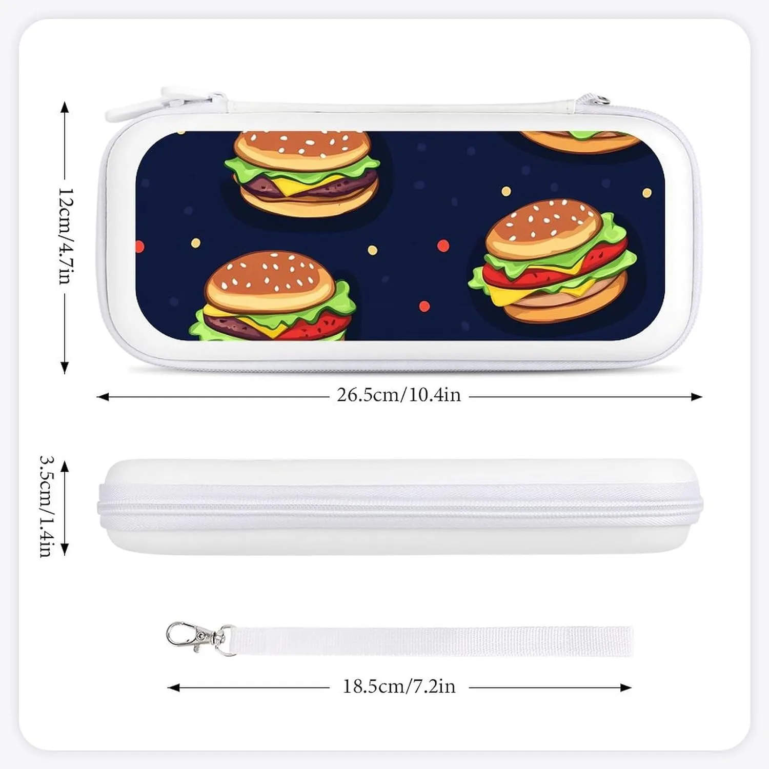 Cartoon Hamburger Compatible with Switch Carrying Case Hard Travel Game Bag Pouch with 15 Games Accessories