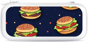 Cartoon Hamburger Compatible with Switch Carrying Case Hard Travel Game Bag Pouch with 15 Games Accessories