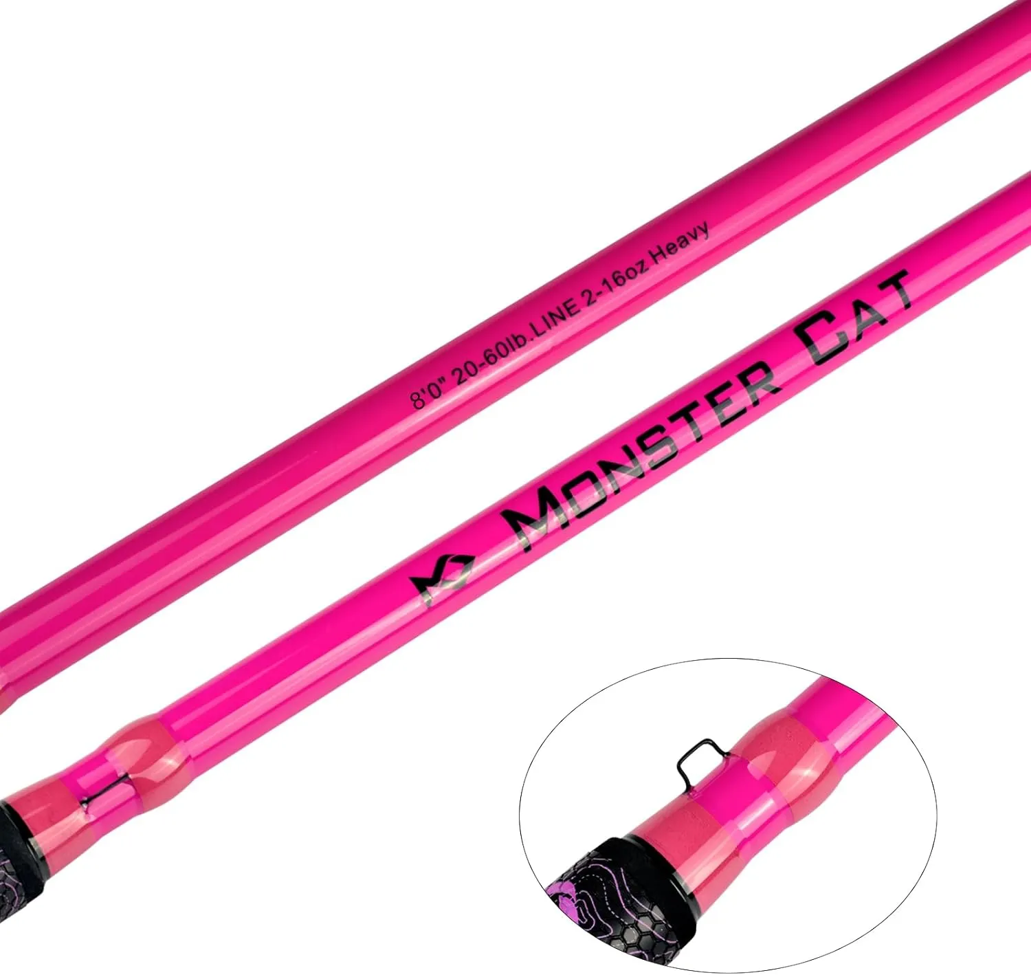 Catfish Fishing Rod 8’Glow in The Dark Catfishing Rods 2 Piece Catfish Pole with S-Glass and Carbon Graphite Super Grip Medium Heavy Catfishing Rods