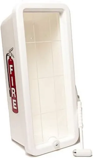 Cato 11001-H White Plastic Chief Fire Extinguisher Cabinet for 10 lb. Extinguisher, with Hammer and Cylinder Lock