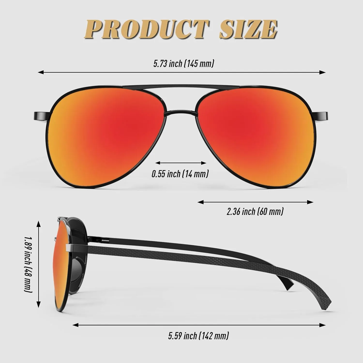 CGID Premium Al-Mg Alloy Pilot Polarized Sunglasses UV400, Spring Hinges Sun Glasses for Men Women