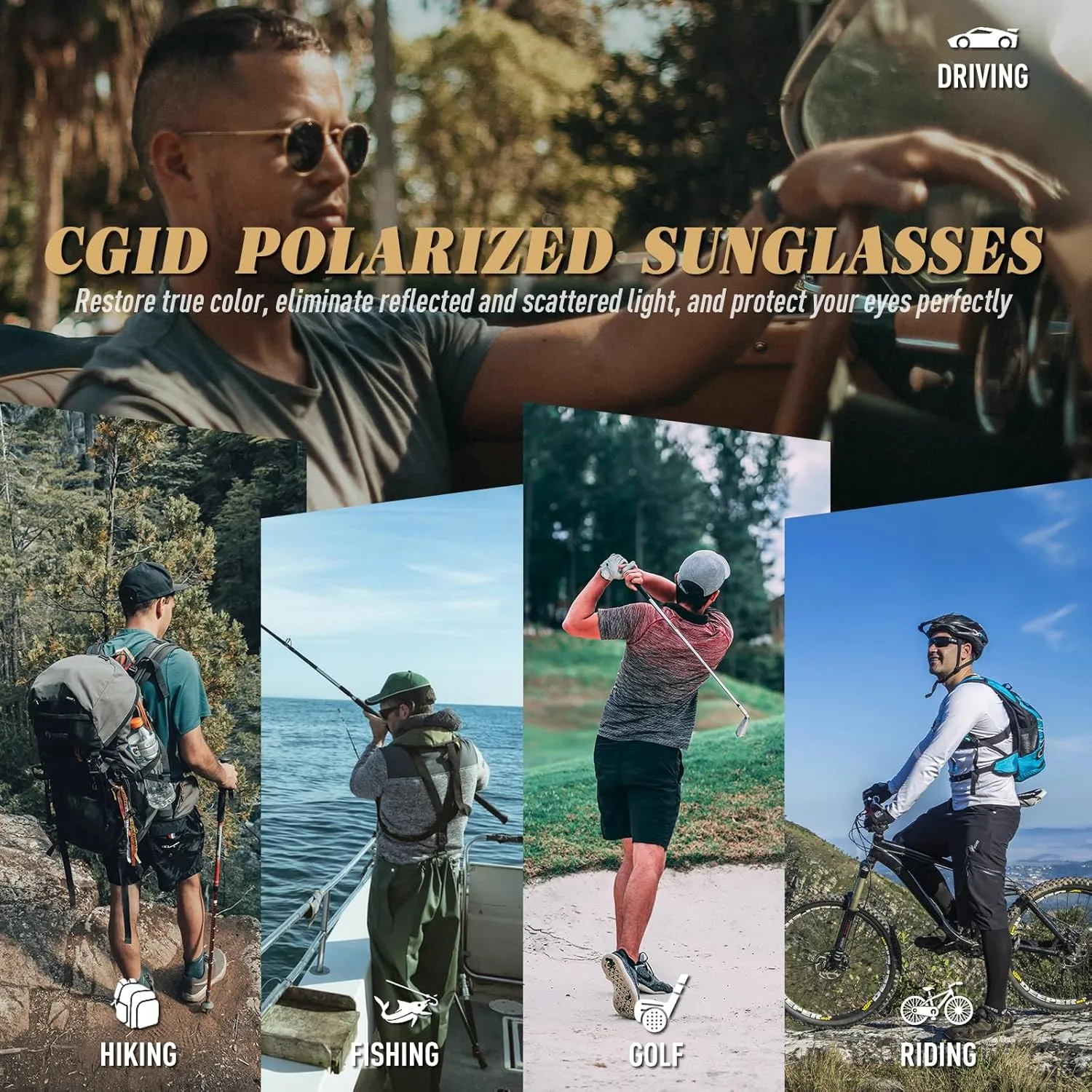 CGID Premium Al-Mg Alloy Pilot Polarized Sunglasses UV400, Spring Hinges Sun Glasses for Men Women