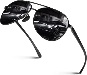 CGID Premium Al-Mg Alloy Pilot Polarized Sunglasses UV400, Spring Hinges Sun Glasses for Men Women