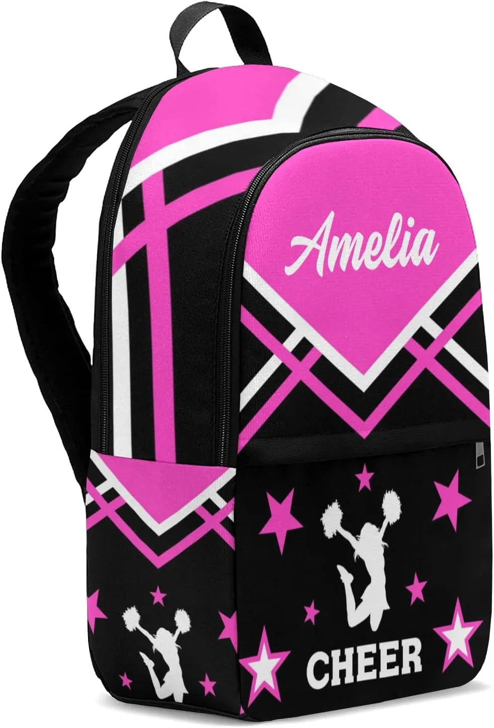 Cheerleader Cheer Pink Personalized Backpack for Teen Boys Girls,Custom Travel Backpack Bookbag Casual Bag Name Gift