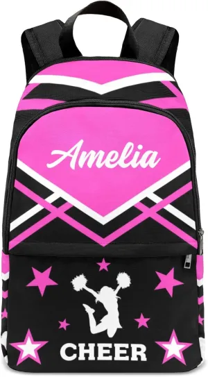 Cheerleader Cheer Pink Personalized Backpack for Teen Boys Girls,Custom Travel Backpack Bookbag Casual Bag Name Gift