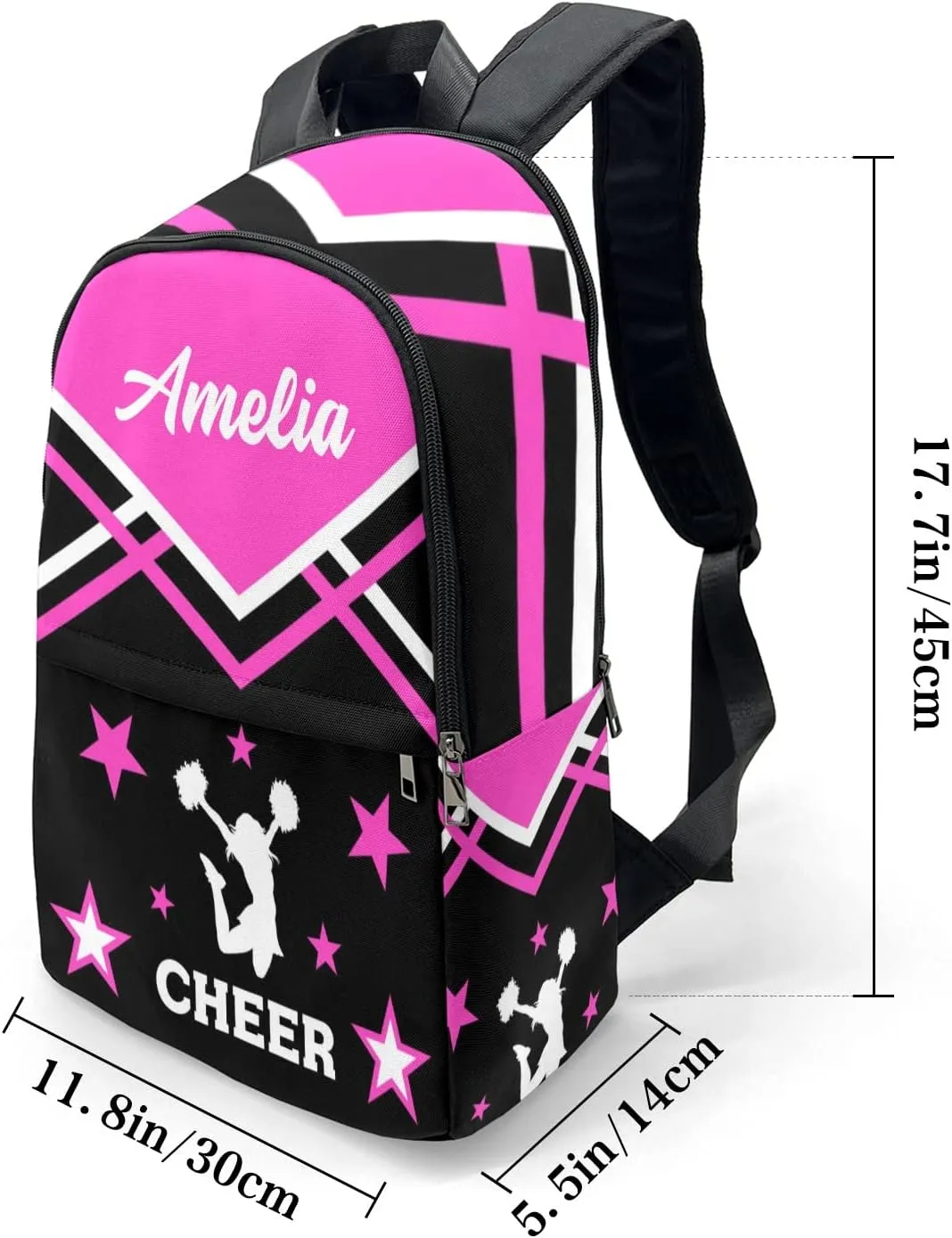 Cheerleader Cheer Pink Personalized Backpack for Teen Boys Girls,Custom Travel Backpack Bookbag Casual Bag Name Gift