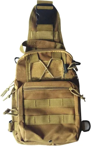 Chest Crossbody Sling Bag Military Tactical Backpack Rucksacks for Hiking Outdoor Trekking Camping (Color : Brown, Size : 5.6 L)