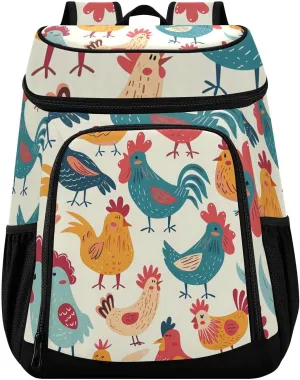 Chicken Farm Animals Cooler Backpack Cooler Insulated Leak Proof Lunch Backpack 36 Cans Waterproof Soft for Men Women Picnic Hiking Camping Beach
