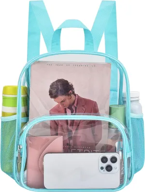 Clear Backpack for Stadium Events 12x12x6 with Front Pocket for Concert Sport Fashion Women Backpack Events Work Travel(Aqua)
