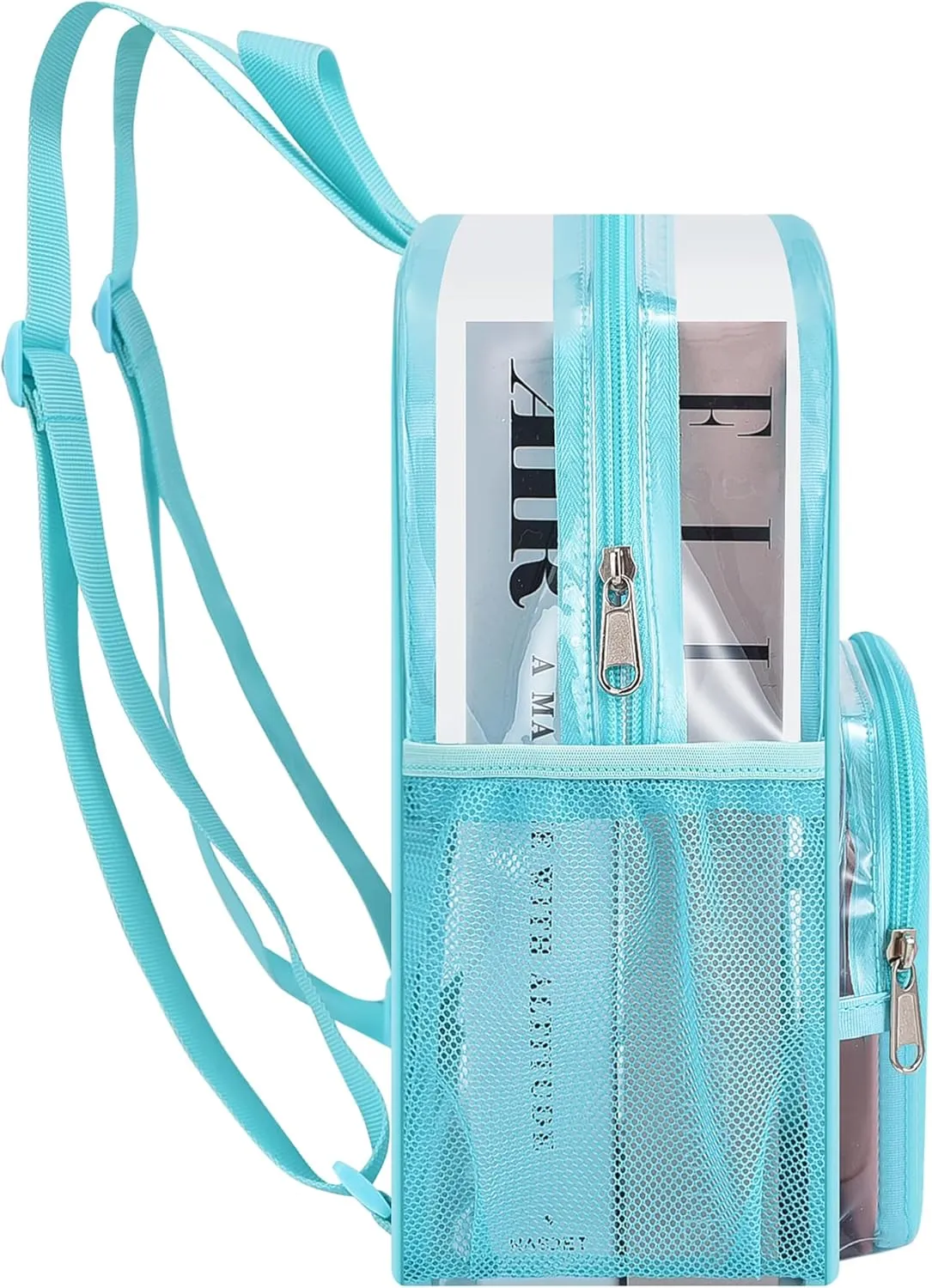 Clear Backpack for Stadium Events 12x12x6 with Front Pocket for Concert Sport Fashion Women Backpack Events Work Travel(Aqua)