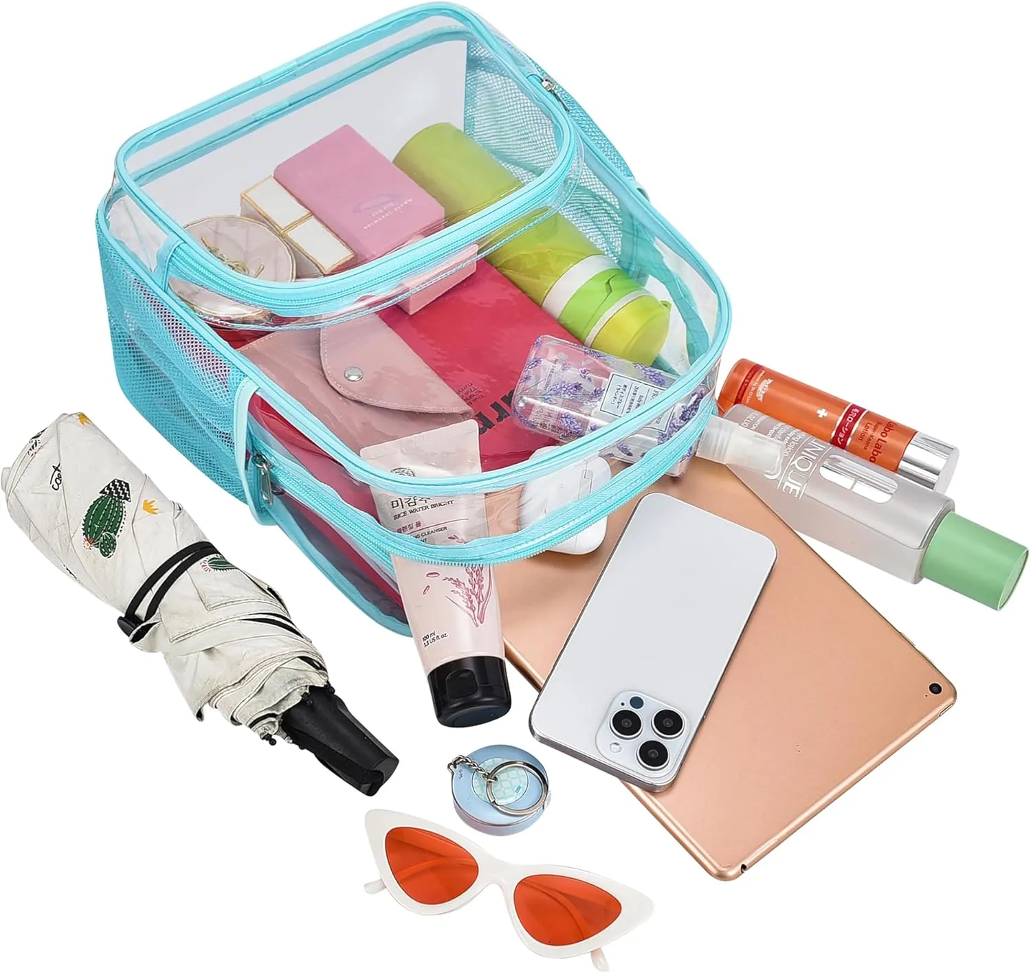 Clear Backpack for Stadium Events 12x12x6 with Front Pocket for Concert Sport Fashion Women Backpack Events Work Travel(Aqua)