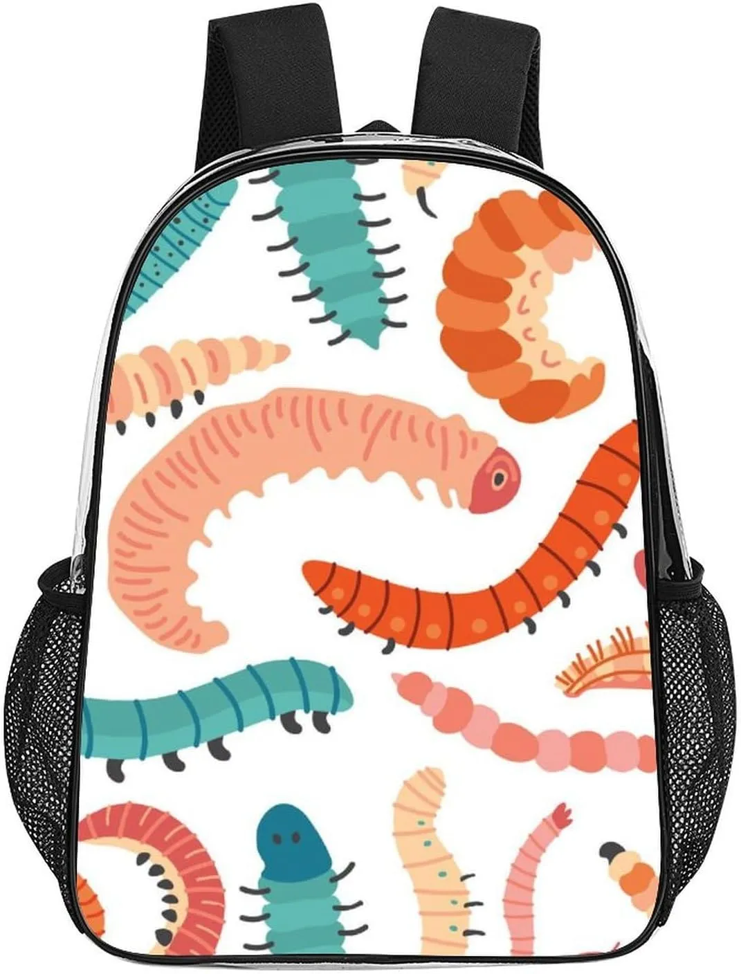 Clear Backpack Heavy Duty Summer Cute Caterpillars 16 Inch for Stadium Events Concert Travel Work Sport Hiking Waterproof Sturdy Transparent Bag for Men Women
