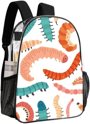 Clear Backpack Heavy Duty Summer Cute Caterpillars 16 Inch for Stadium Events Concert Travel Work Sport Hiking Waterproof Sturdy Transparent Bag for Men Women