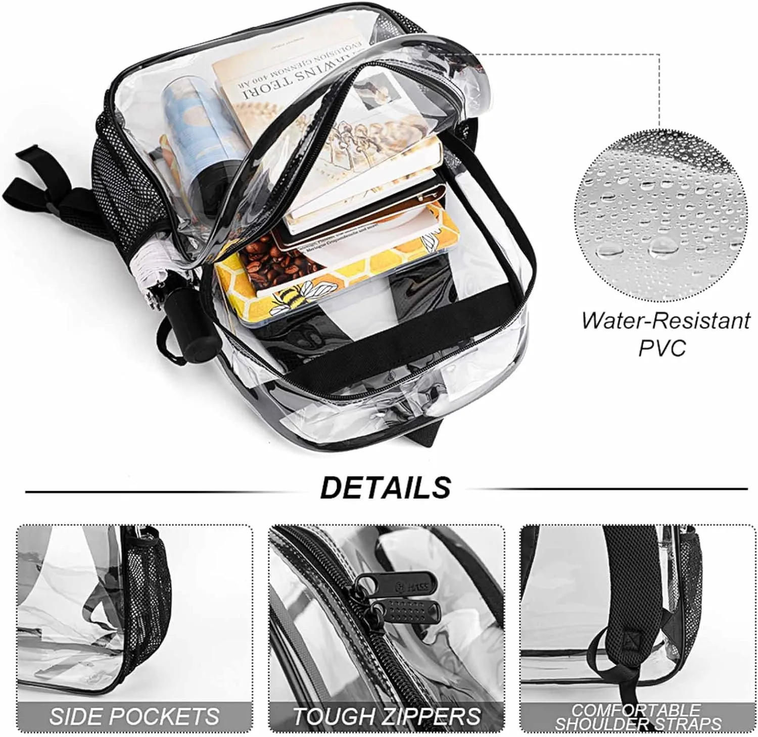 Clear Backpack Heavy Duty Summer Marine Crayfish 16 Inch for Stadium Events Concert Travel Work Sport Hiking Waterproof Sturdy Transparent Bag for Men Women