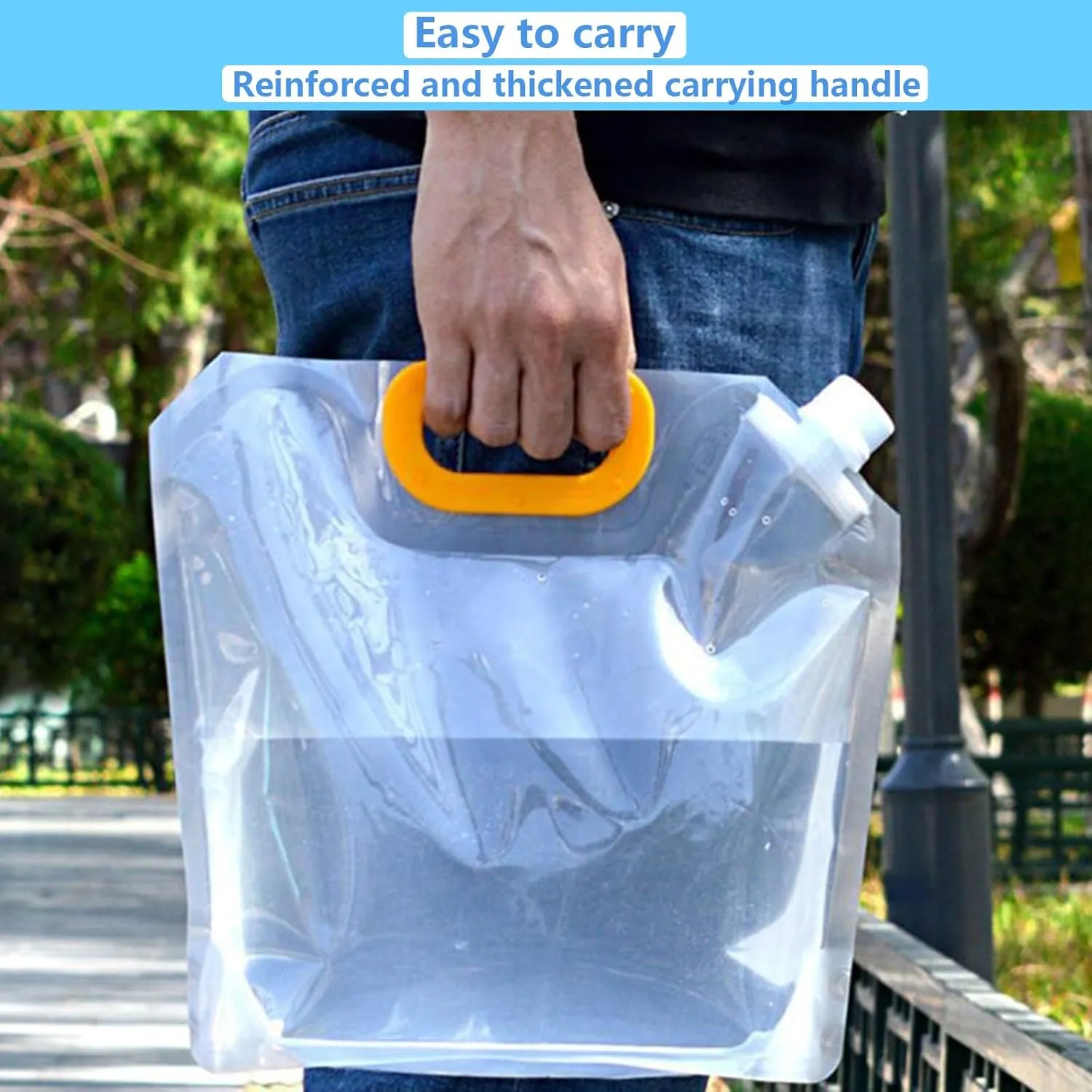 Clear Plastic Water Container Bag, Collapsible BPA Free Water Storage Bag, Portable Water Bag Set for Camping Hiking Backpack Emergency(6PCS,2.5L)