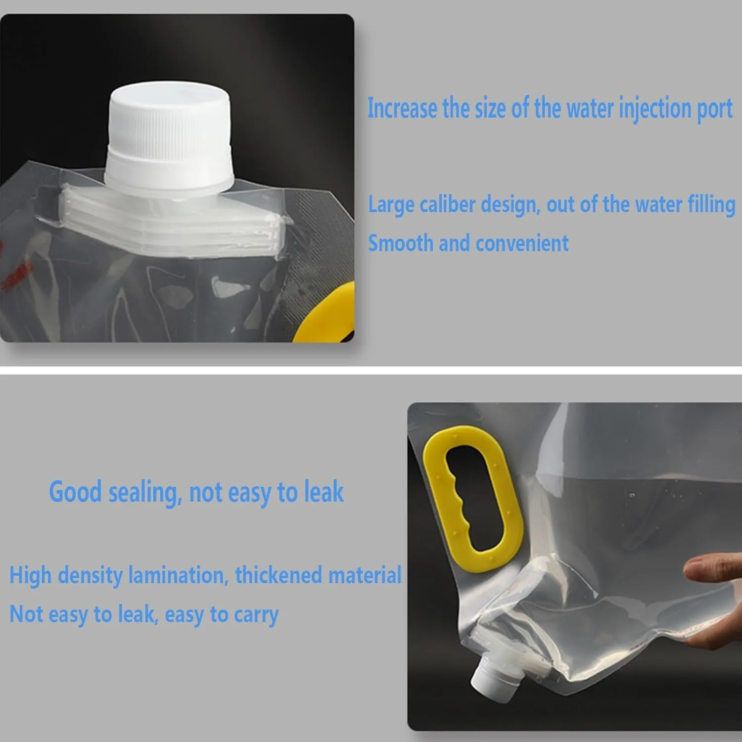 Clear Plastic Water Container Bag, Collapsible BPA Free Water Storage Bag, Portable Water Bag Set for Camping Hiking Backpack Emergency(6PCS,2.5L)
