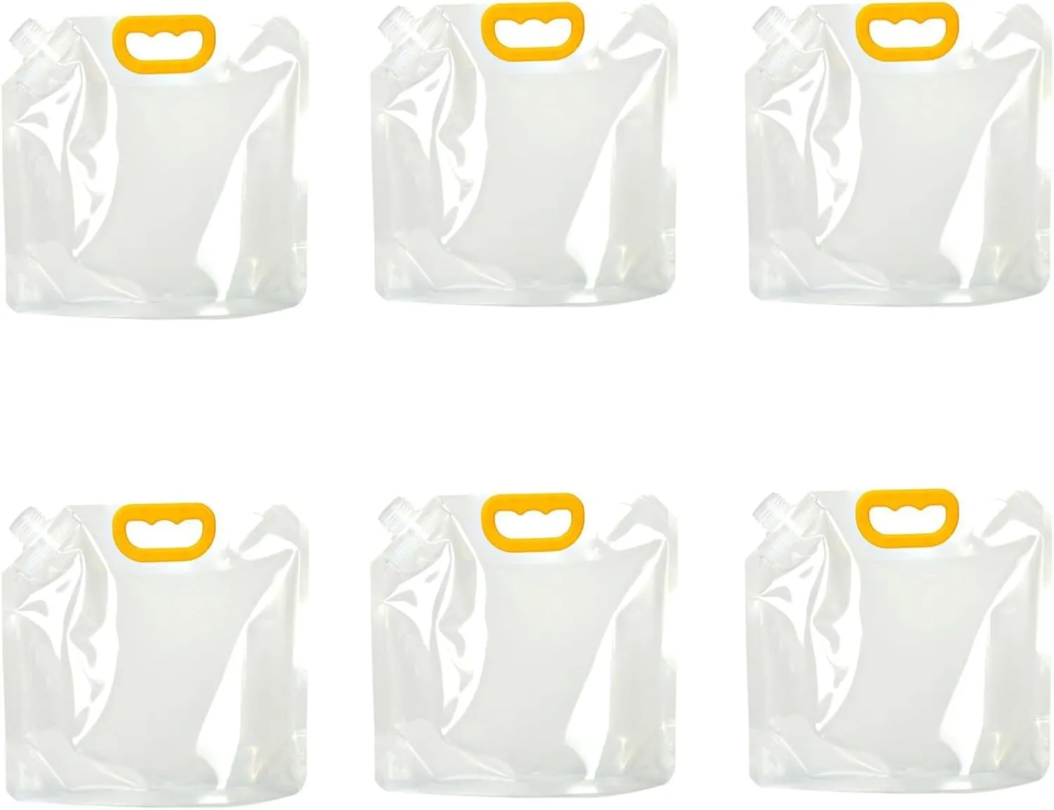 Clear Plastic Water Container Bag, Collapsible BPA Free Water Storage Bag, Portable Water Bag Set for Camping Hiking Backpack Emergency(6PCS,2.5L)