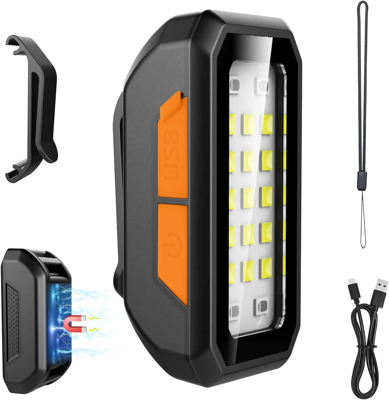 Clip on Rechargeable Night Running Lights for Runners Dog Walking, Waterproof Portable Magnetic Mini Handsfree Flashlight for Hiking, Cyclists,Jogging,Night Working, Camping, Outdoor Adventure