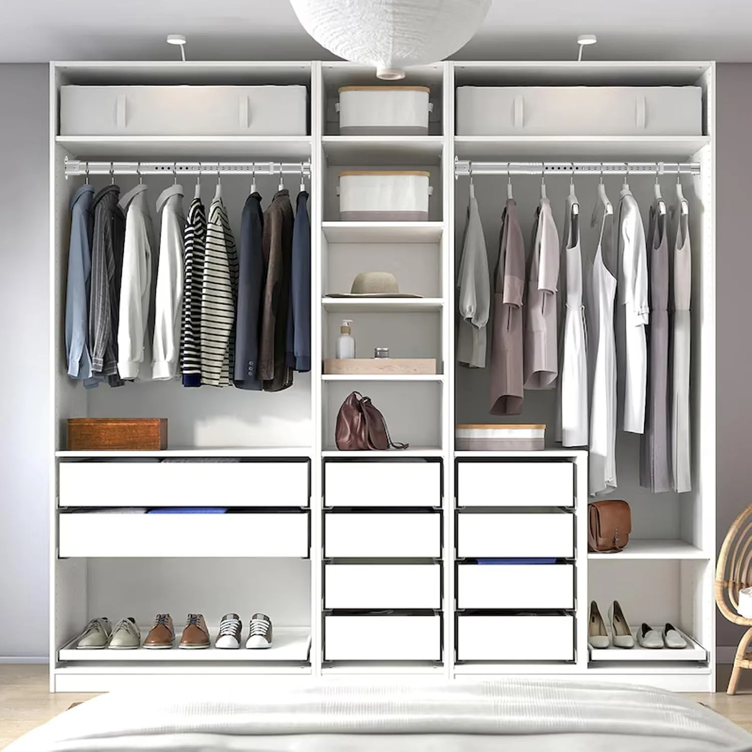 Closet Rod, 17 to 99 Inch Stainless Steel Adjustable Closet Rod,1.3 Inch Diameter Heavy Duty Closet Rods for Hanging Clothes,Silver Closet Poles for Wardrobes