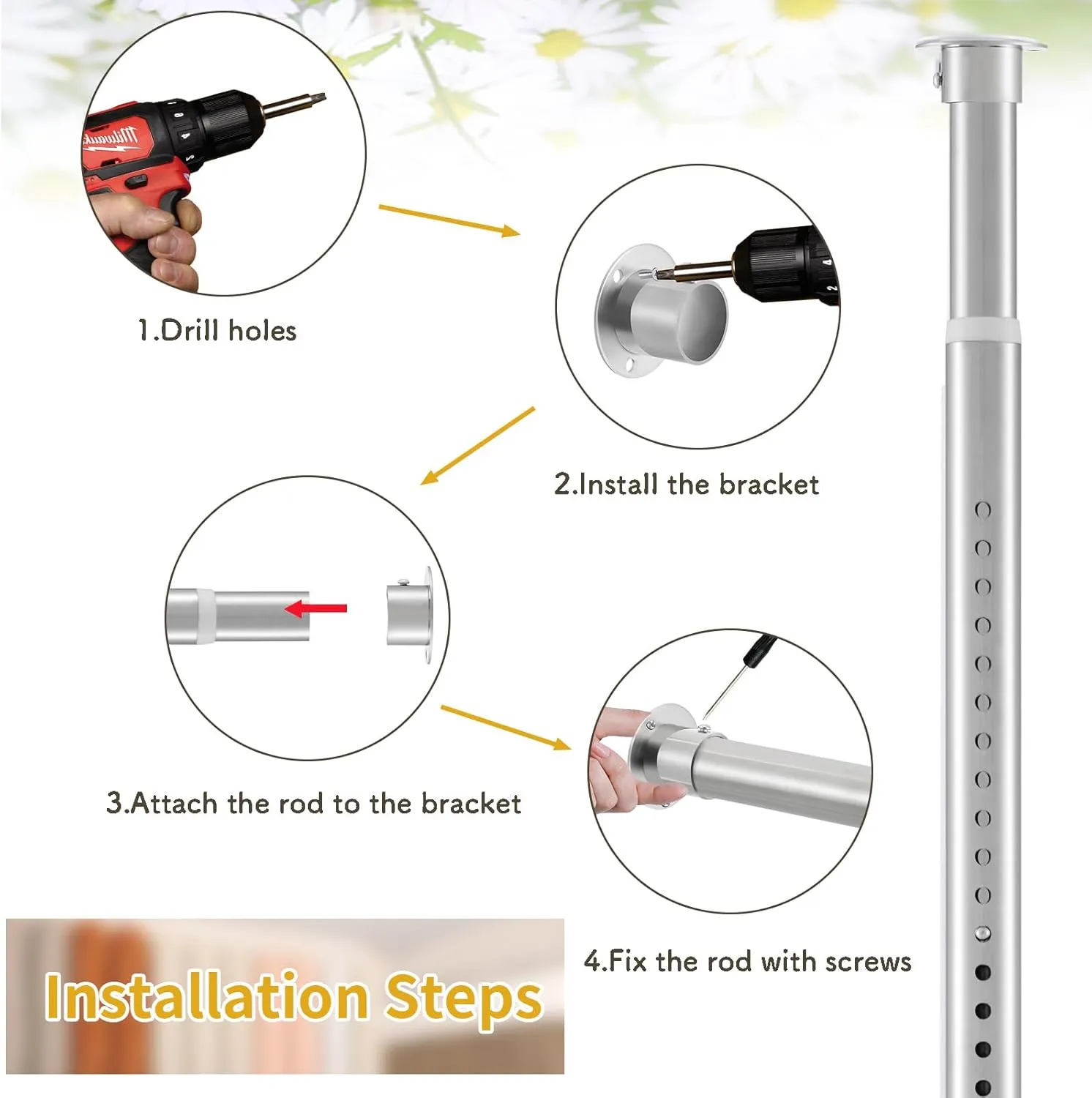 Closet Rod, 17 to 99 Inch Stainless Steel Adjustable Closet Rod,1.3 Inch Diameter Heavy Duty Closet Rods for Hanging Clothes,Silver Closet Poles for Wardrobes