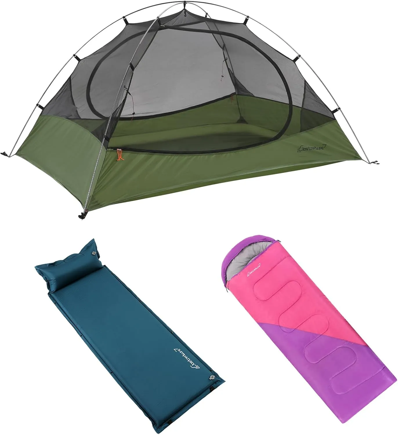 Clostnature 2 Person Ultralight Tent - Dome Style, Backpacking & Camping, Waterproof with Sleeping Bag & Pad