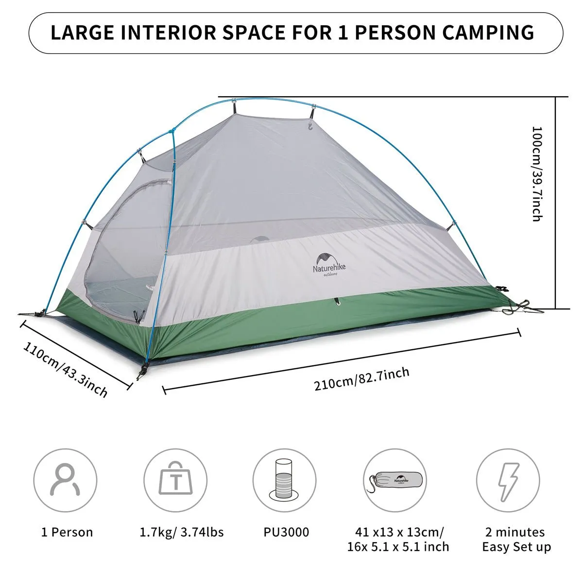 Cloud Up 1 Person 20D Hiking Tent
