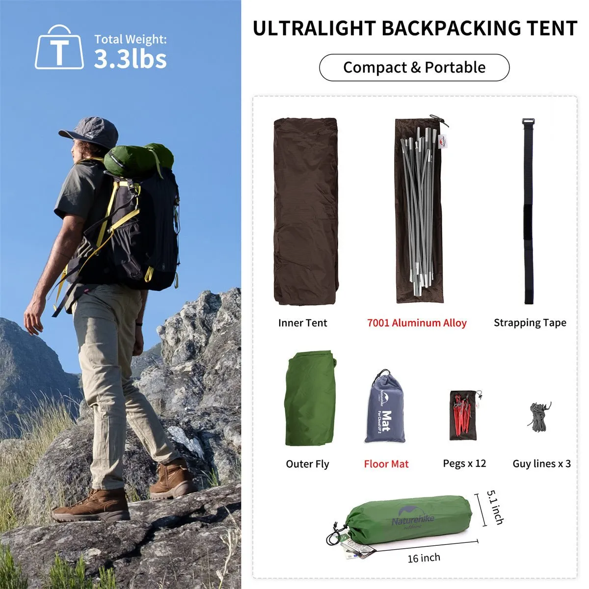 Cloud Up 1 Person 20D Hiking Tent