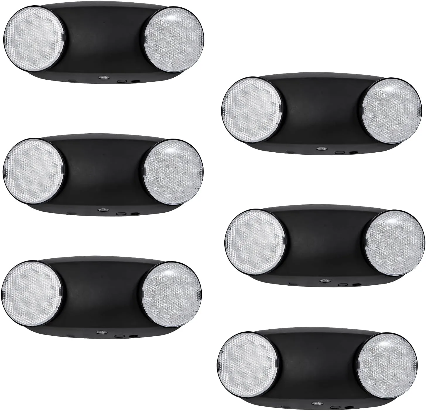 CM MZY Emergency Lights with Battery Backup,Commercial Emergency Light,Two Adjustable LED Light Head Emergency Lighting Fixtures with Black Housing,120-277V AC, UL Certified,6PCS