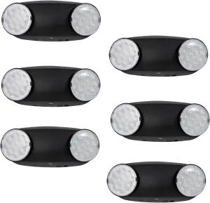 CM MZY Emergency Lights with Battery Backup,Commercial Emergency Light,Two Adjustable LED Light Head Emergency Lighting Fixtures with Black Housing,120-277V AC, UL Certified,6PCS