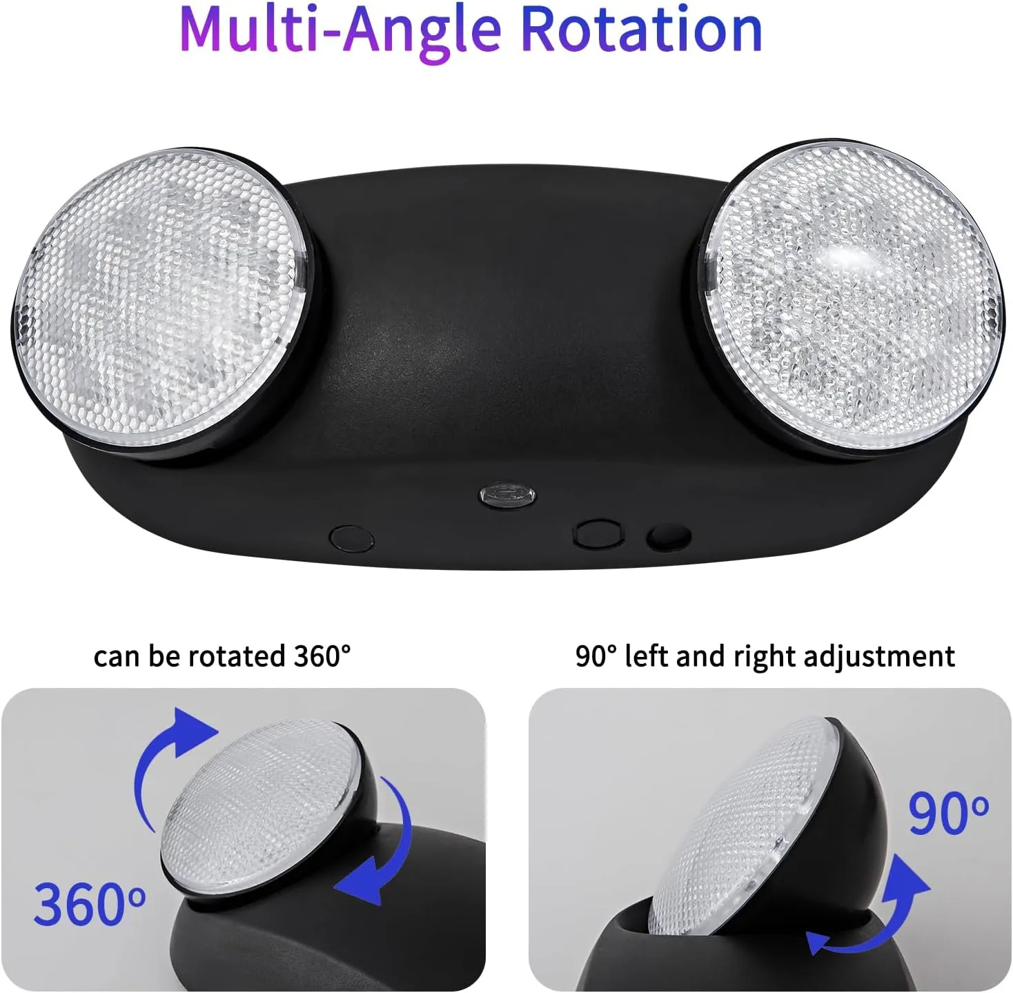 CM MZY Emergency Lights with Battery Backup,Commercial Emergency Light,Two Adjustable LED Light Head Emergency Lighting Fixtures with Black Housing,120-277V AC, UL Certified,6PCS