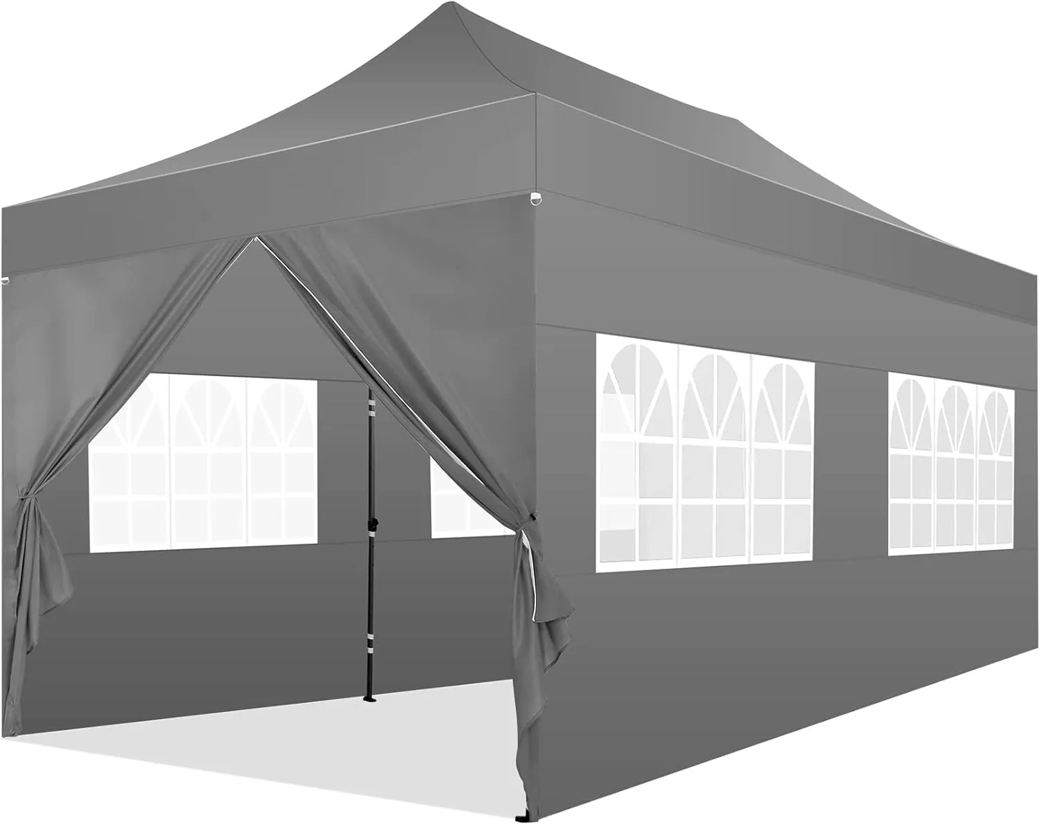 COBIZI 10x20 Pop Up Canopy with 6 Sidewall,Heavy Duty Canopy UPF 50  All Season Wind Waterproof Commercial Outdoor Wedding Party Tents for Parties Canopy Gazebo with Roller Bag(10 x 20 ft Gray)