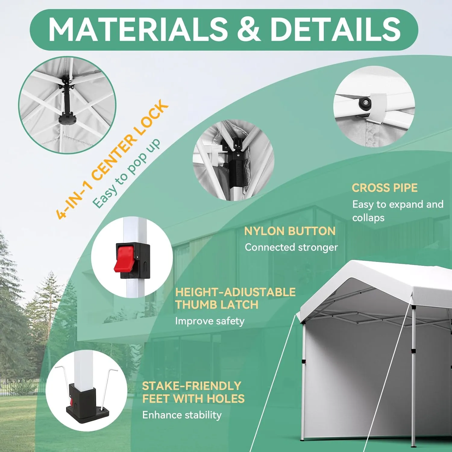 COBIZI 10x30 Pop up Canopy with 3 Sidewalls, One Push Party Tent Portable Garage for Wedding, Waterproof Car Canopy with Wheeled Bag, Canopy Tent 10x30 UPF 50 , 3 Adjustable Height, White