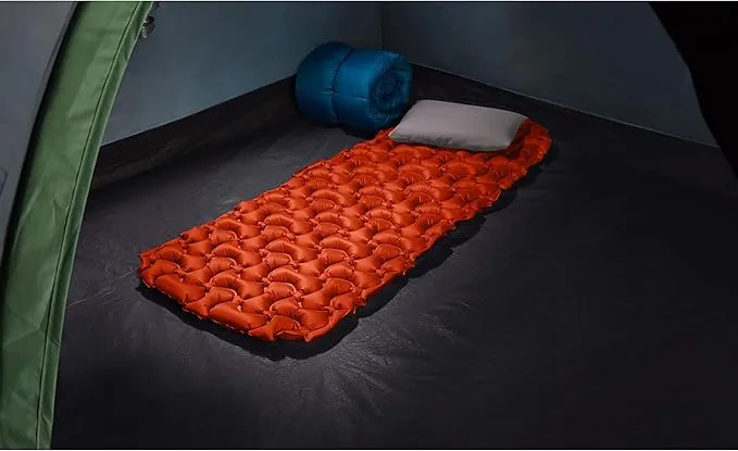 Coleman Kompact Inflatable Camp Sleeping Pad with Built-in Air Valve and Included Carry Bag, No Pump Needed, Textured Grip Bottom Keeps Pad in Place, Premium/Basic