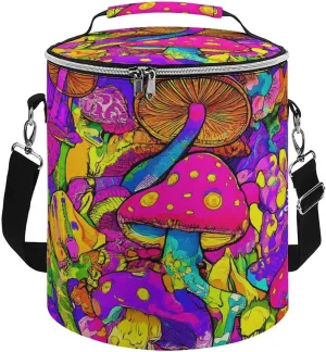Collapsible Trippy Mushroom Magic Art Lunch Backpack for Women, Large Capacity Cooler Bag for Camping Picnic Lunch Travel Outdoor Beach