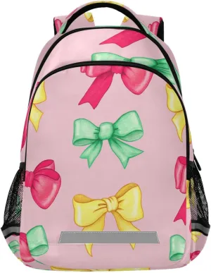 Colorful Bows Design Waterproof Backpack - Casual Outdoor Sports Daypack with Ergonomic Shoulder Straps#466