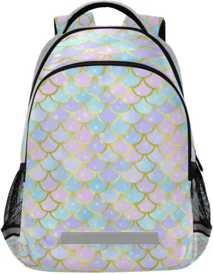 Colorful Mermaid Scales Design Waterproof Backpack - Casual Outdoor Sports Daypack with Ergonomic Shoulder Straps#477
